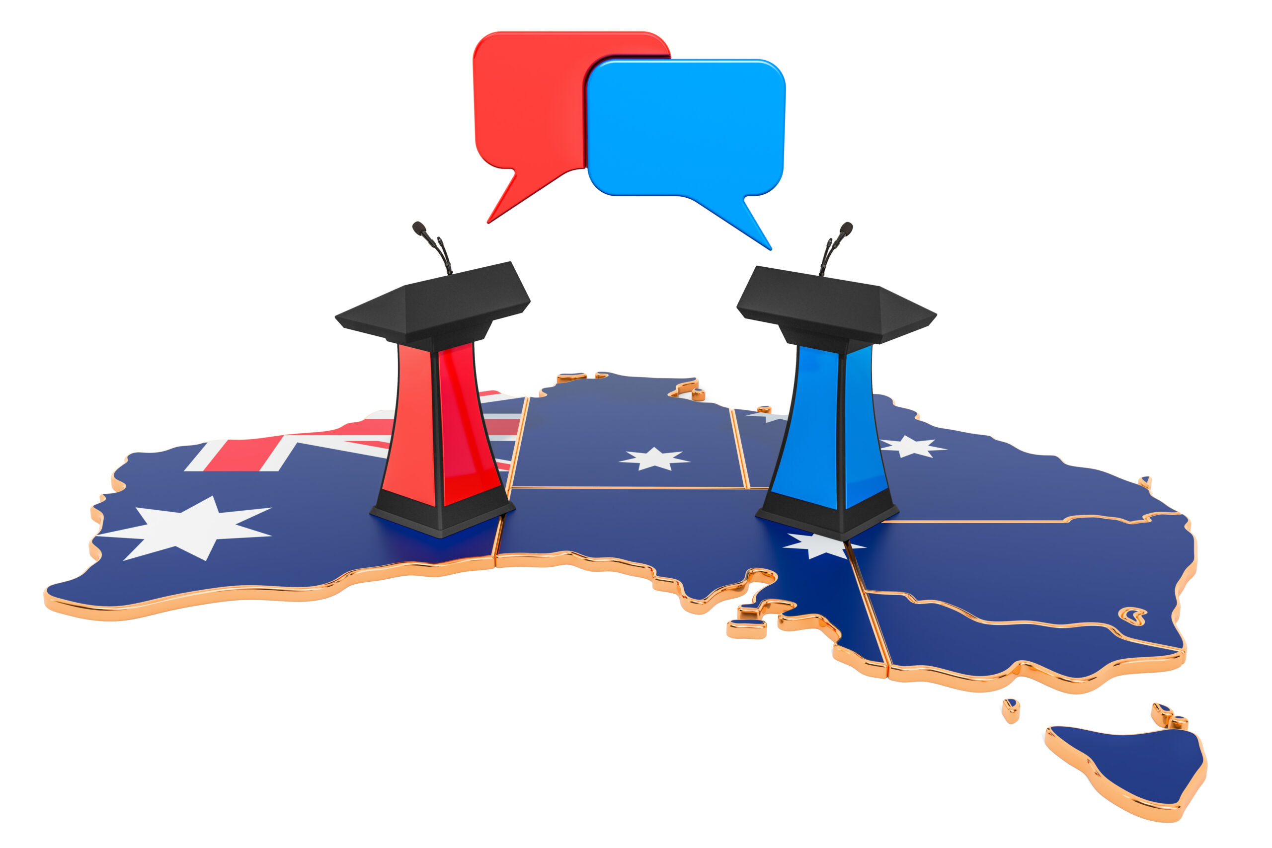 Australian Debate concept, 3D rendering isolated on white background